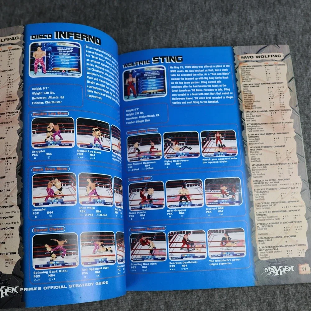 WCW Mayhem Strategy Guide Prima Games PlayStation Nintendo 64 Wrestling EA Book